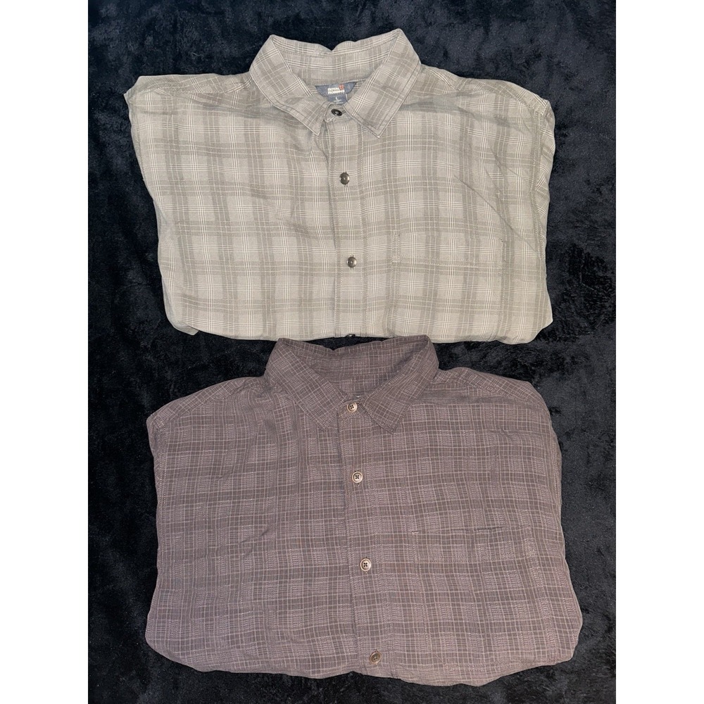 Lot 2 Royal Robbins Classic Relaxed Fit Green Brown Button Up Shirt Mens L